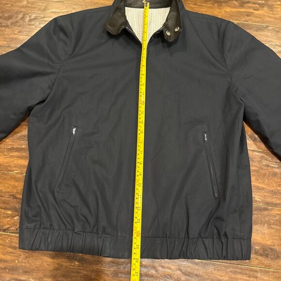 Sandro Paris Black Harrington Jacket – Leather Collar – Size Mens M/L - Picture 10 of 12